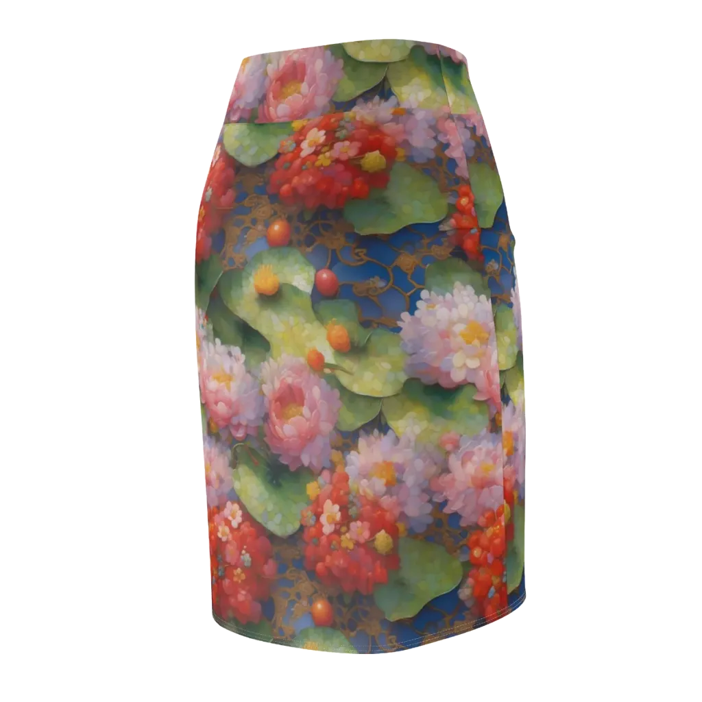 Lotus Royale on Pencil Skirt — Back Side