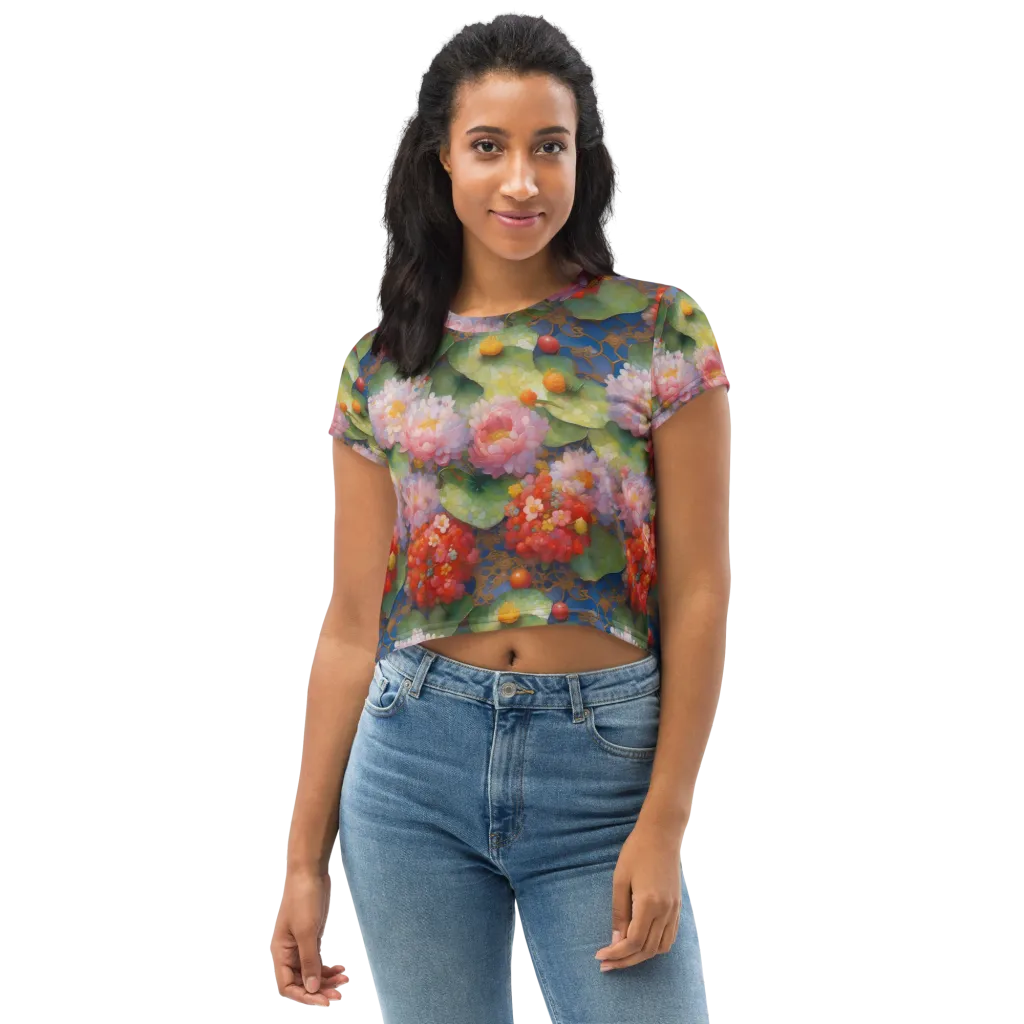 Lotus Royale on Crop Tee — Front