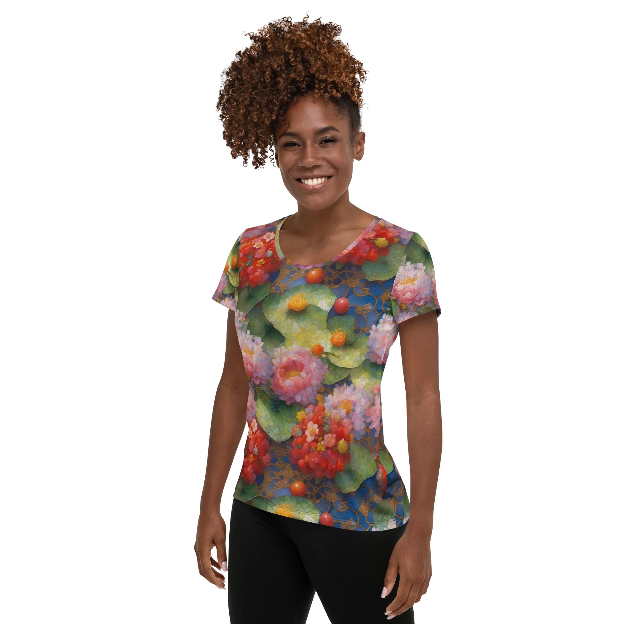 Lotus Royale on Women's Athletic T-Shirt — Left