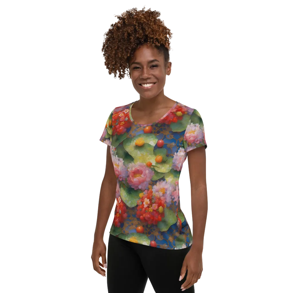 Lotus Royale on Women's Athletic T-Shirt — Left