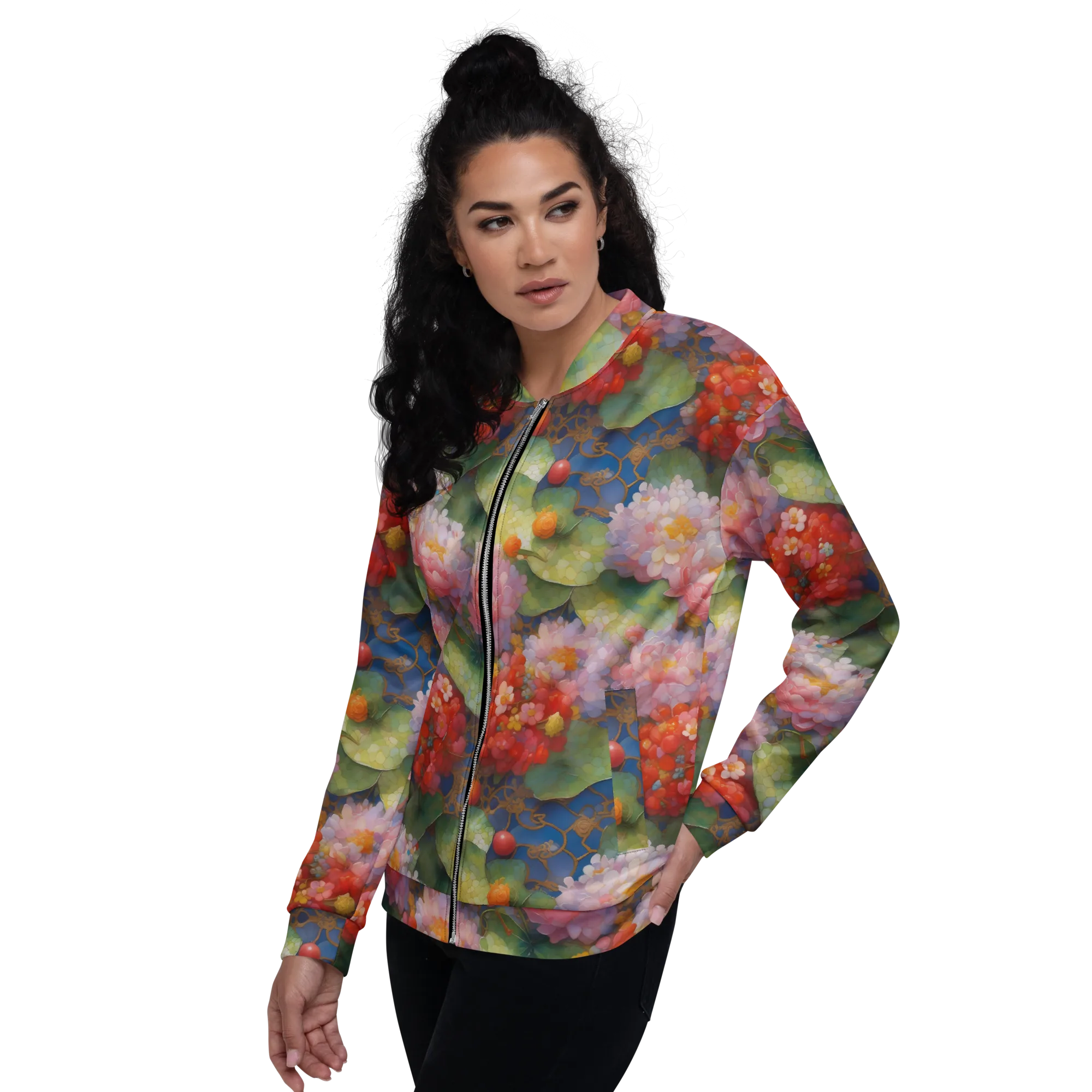 Lotus Royale on Bomber Jacket — Left