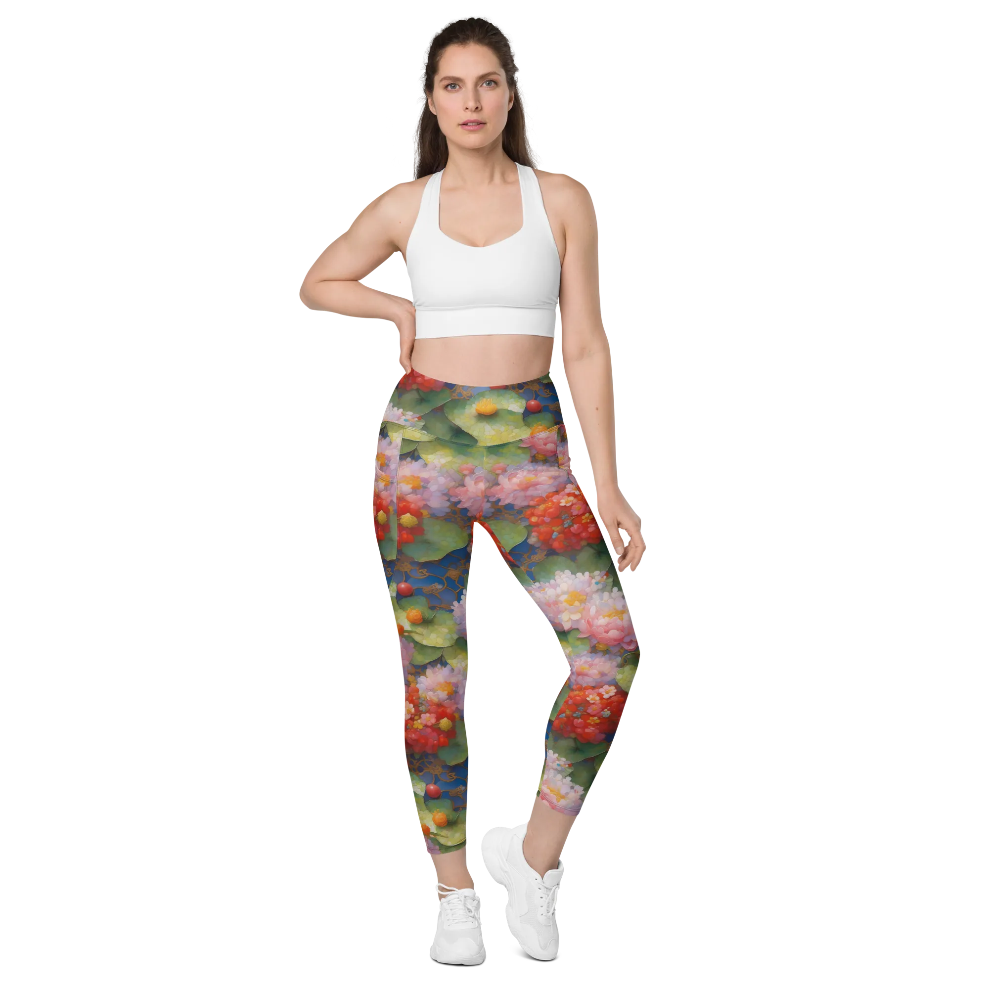 Lotus Royale on Leggings with Pockets — Front
