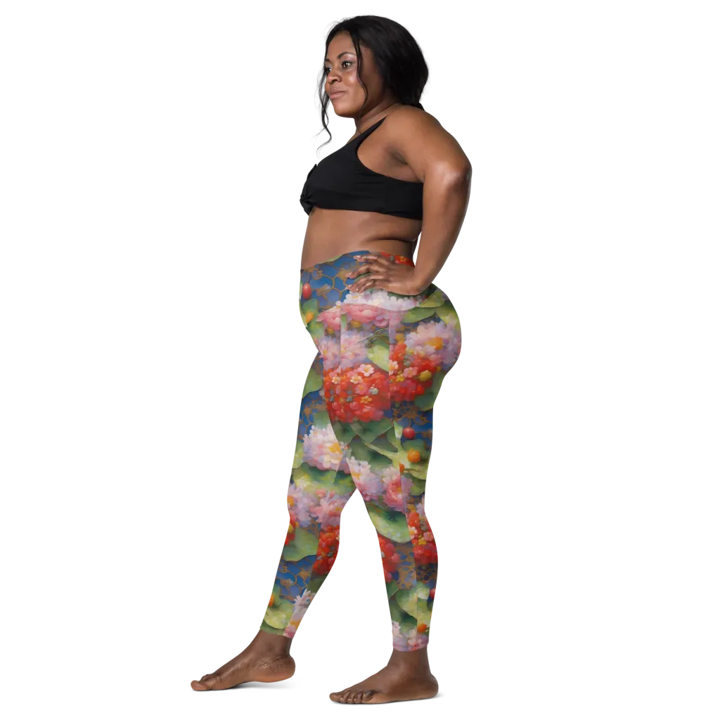 Lotus Royale on Leggings with Pockets — Left