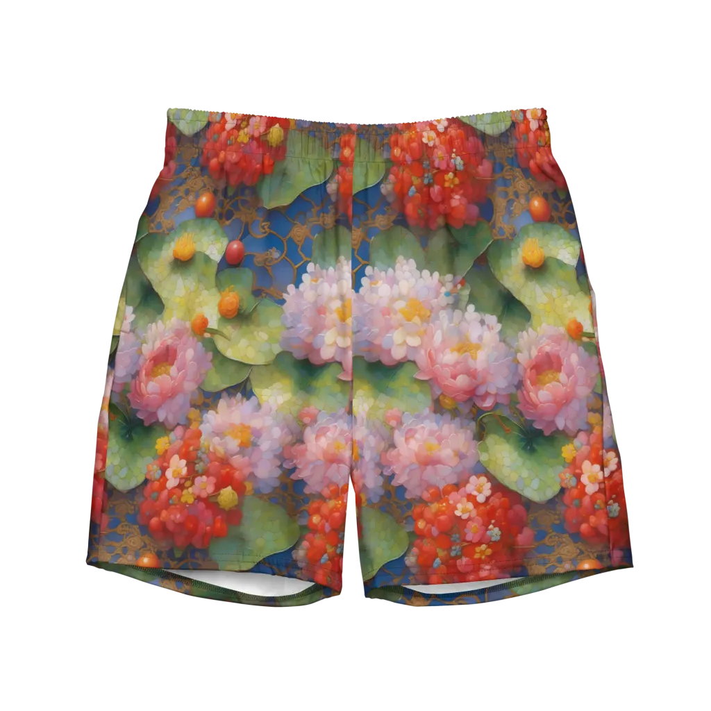 Lotus Royale on Swim Trunks — Front