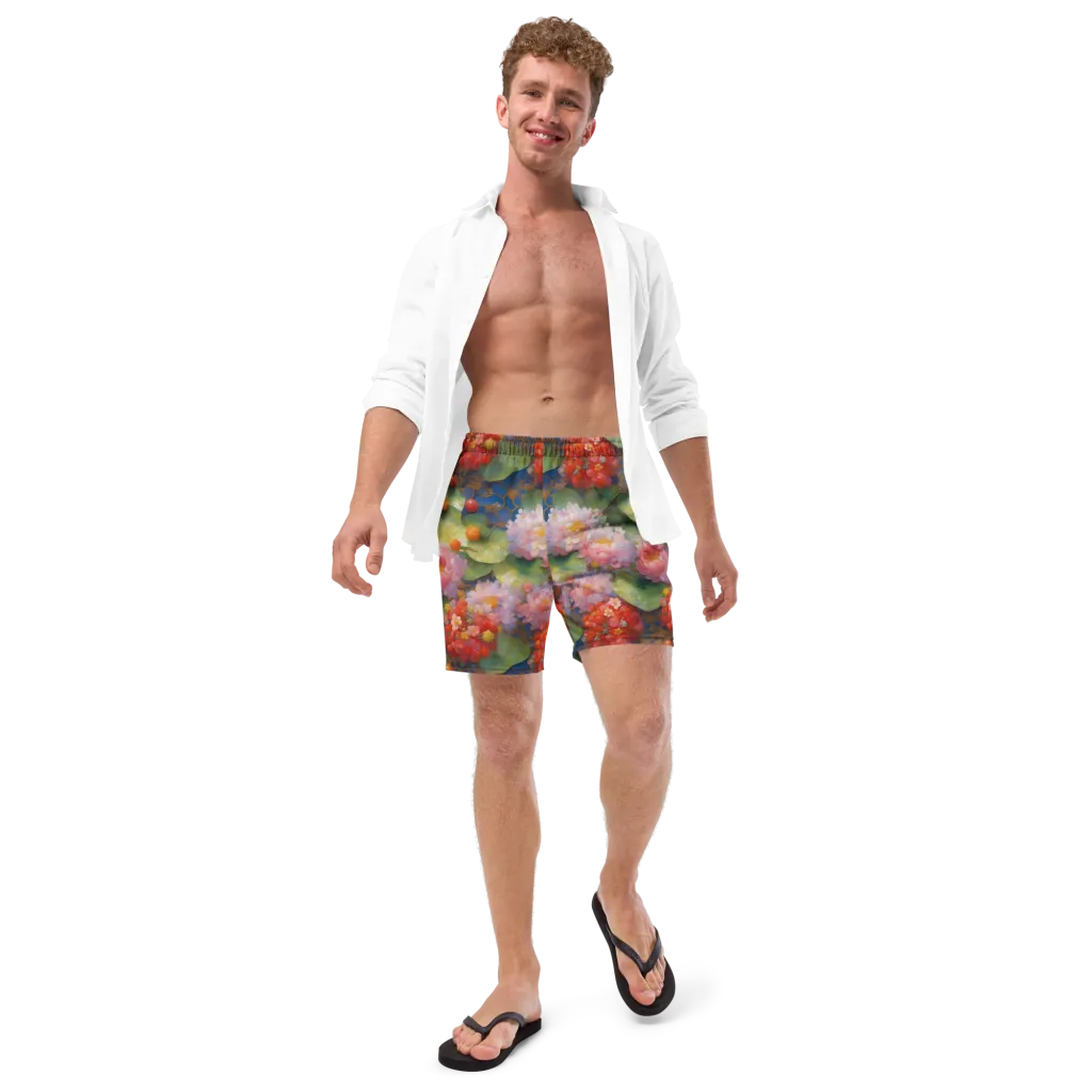 Lotus Royale on Swim Trunks — Front