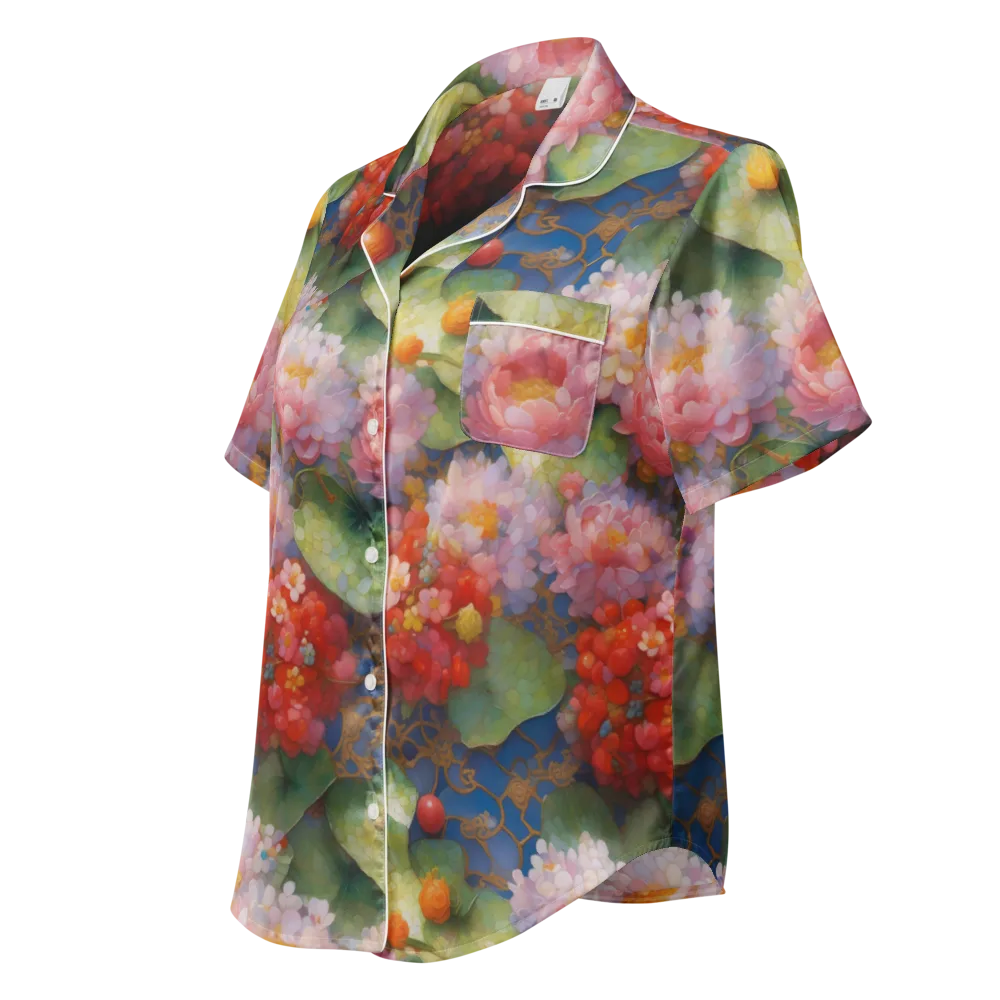 Lotus Royale on Women's Short Sleeve Pajama Top — Left Front