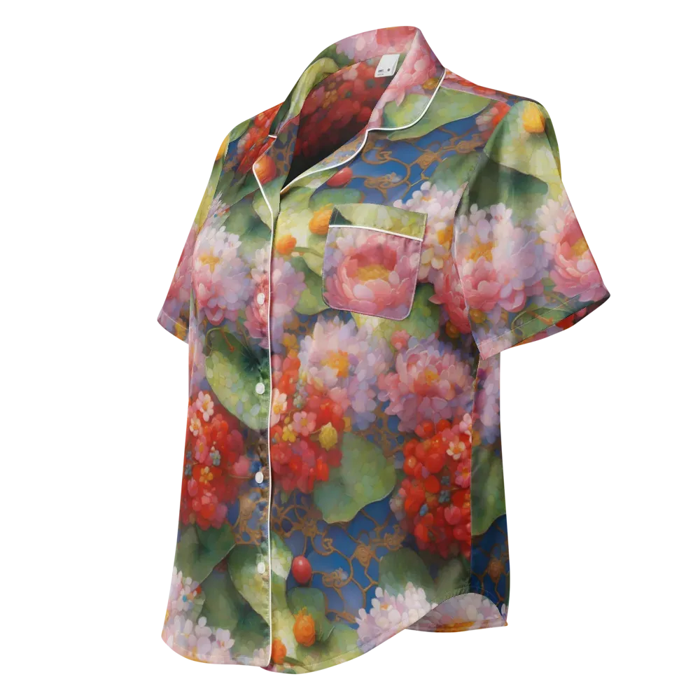 Lotus Royale on Women's Short Sleeve Pajama Top — Left Front