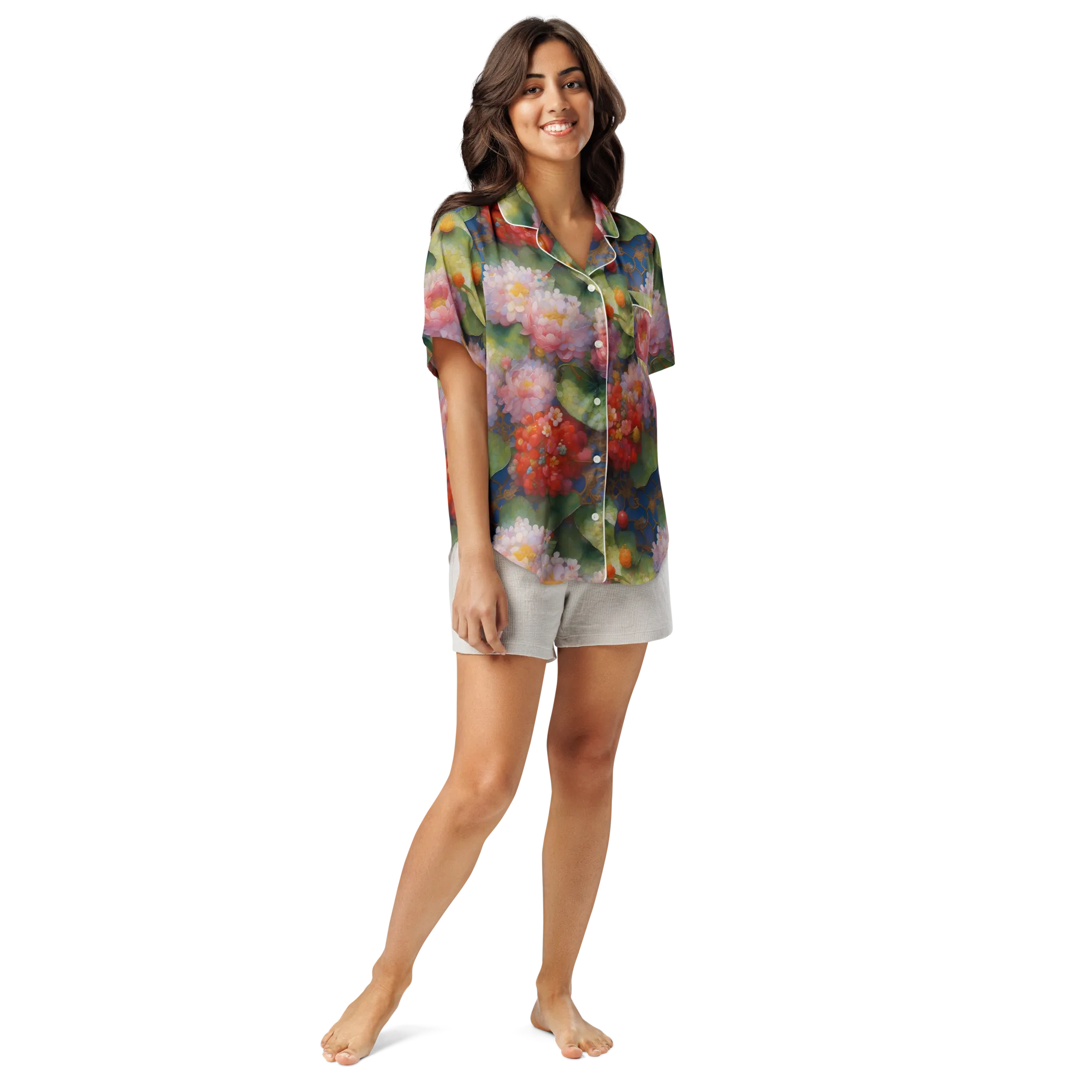 Lotus Royale on Women's Short Sleeve Pajama Top — Front