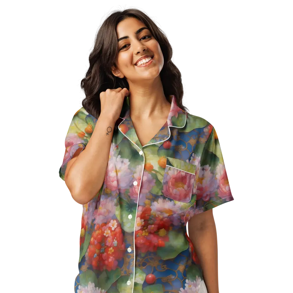 Lotus Royale on Women's Short Sleeve Pajama Top — Front