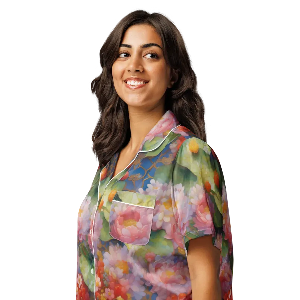 Lotus Royale on Women's Short Sleeve Pajama Top — Left Front
