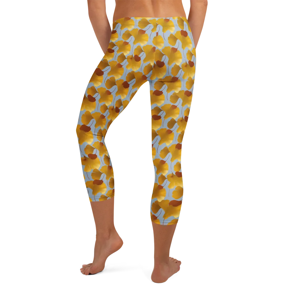 Golden Fan on Capri Leggings — Back