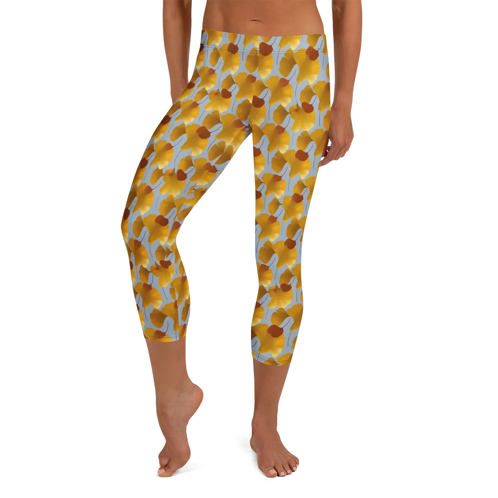 Golden Fan on Capri Leggings — Front