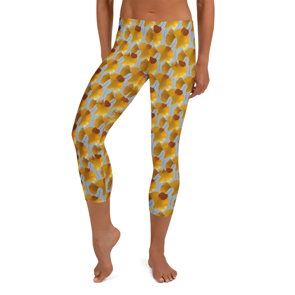 Golden Fan on Capri Leggings — Front