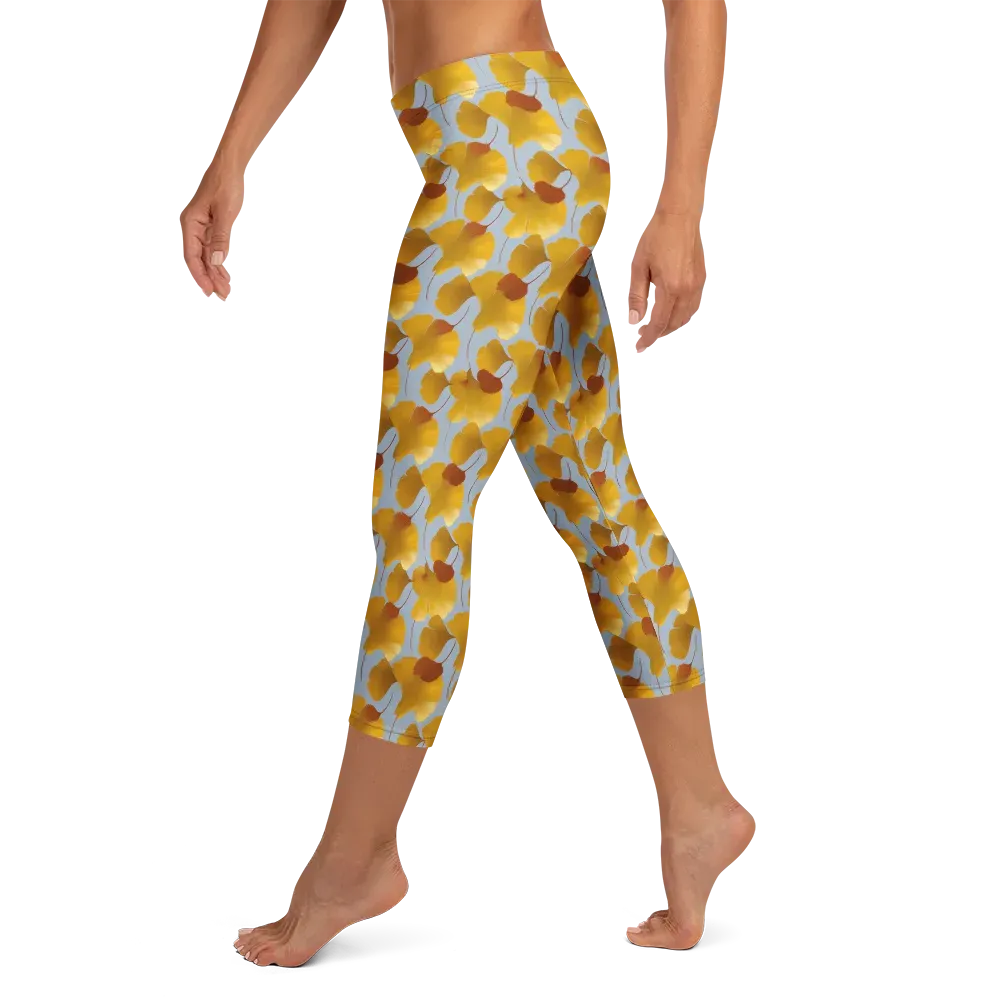 Golden Fan on Capri Leggings — Left