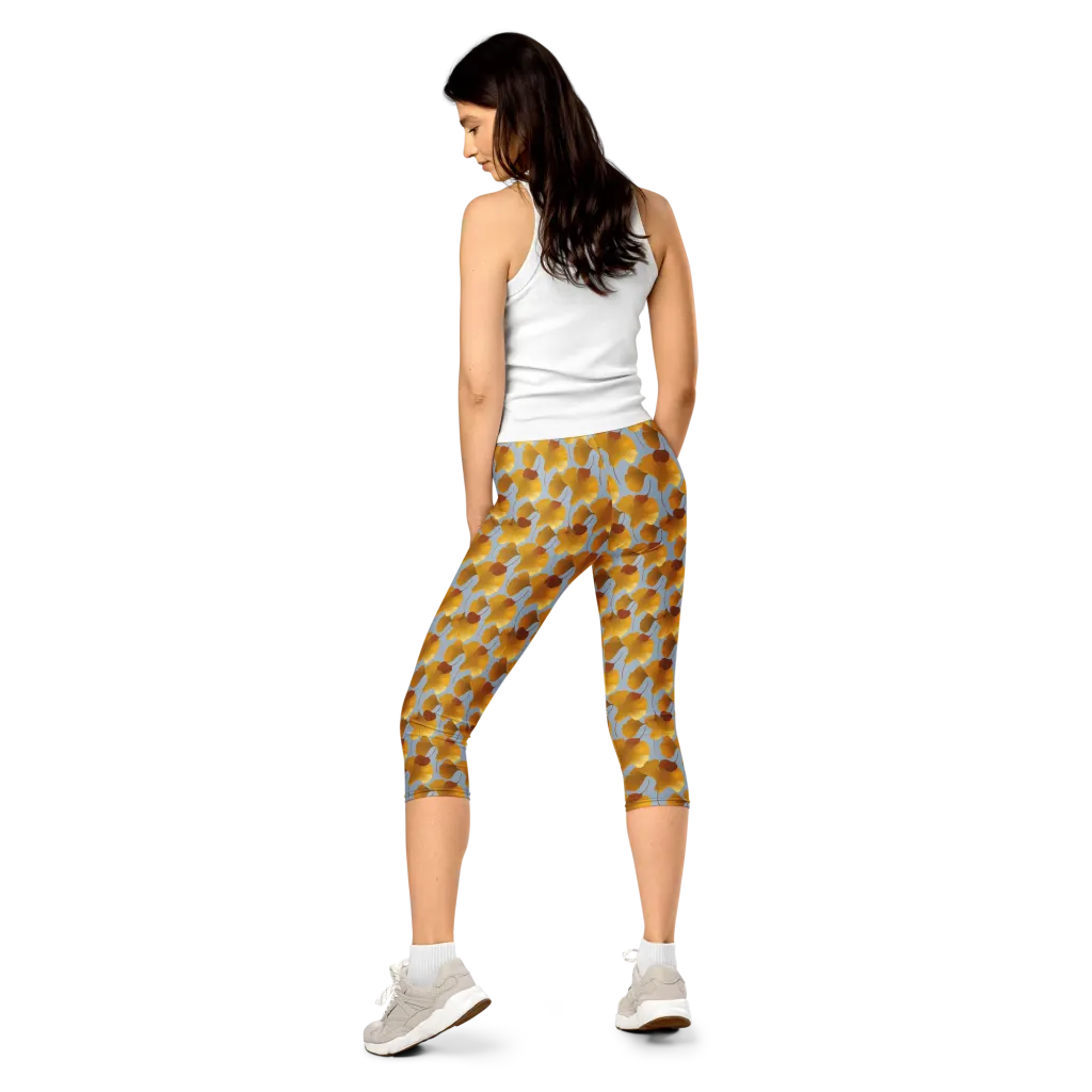 Golden Fan on Capri Leggings — Back