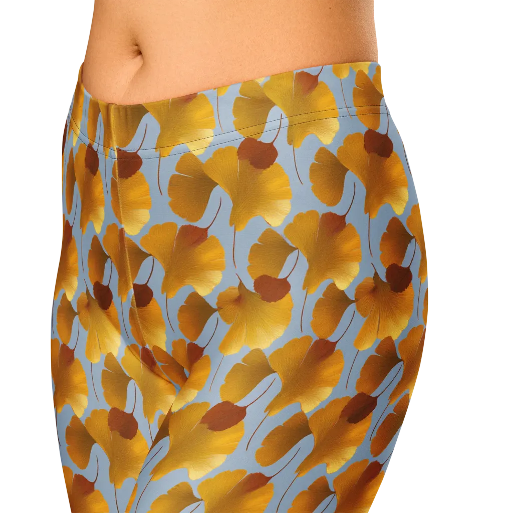 Golden Fan on Capri Leggings — Zoomed-in