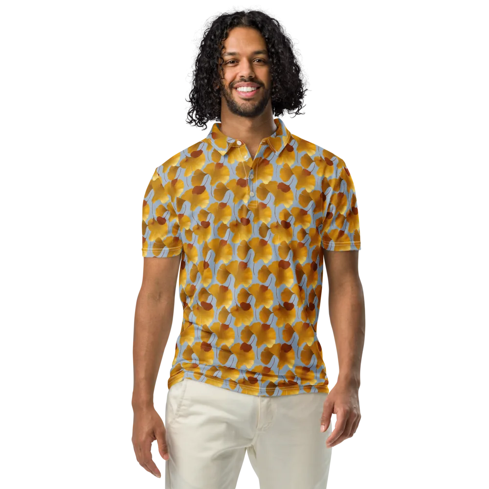 Golden Fan on Men's Slim Fit Polo Shirt — Front