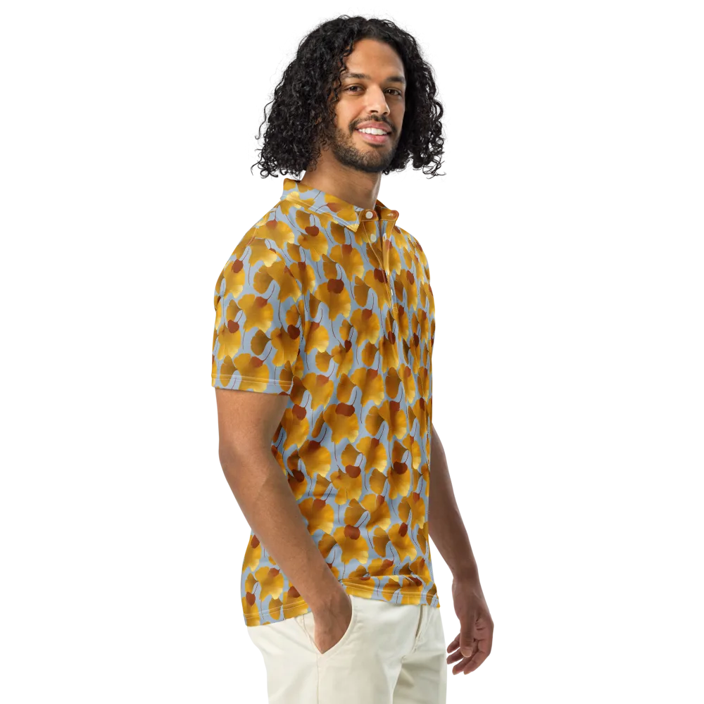 Golden Fan on Men's Slim Fit Polo Shirt — Right Front