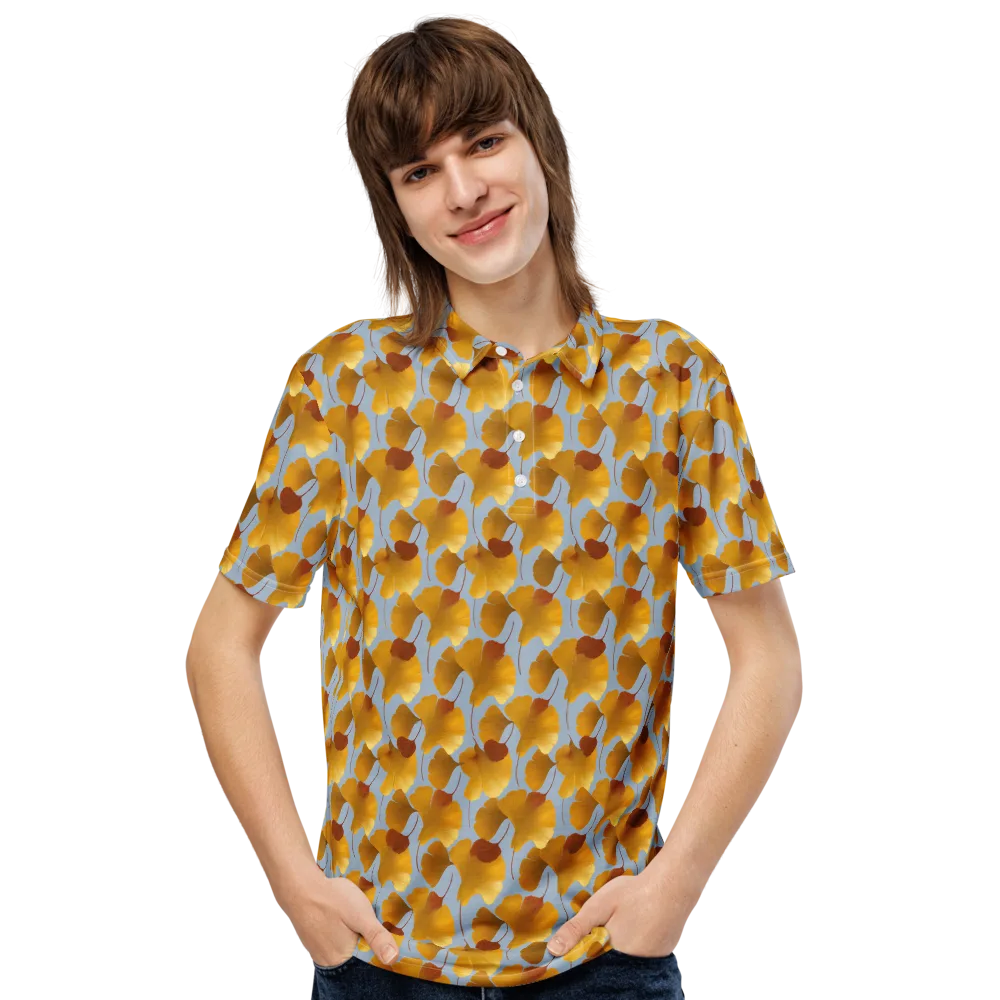 Golden Fan on Men's Slim Fit Polo Shirt — Front