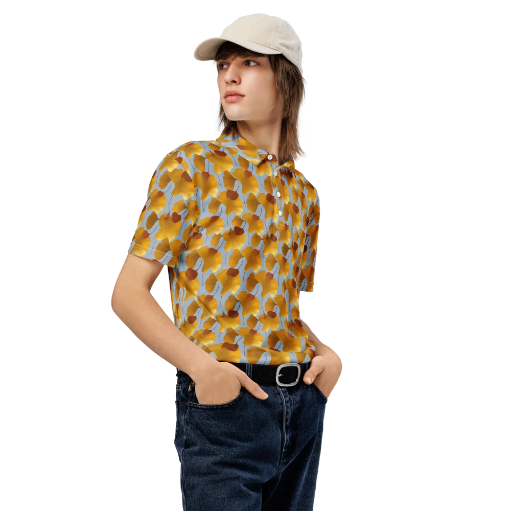 Golden Fan on Men's Slim Fit Polo Shirt — Right Front
