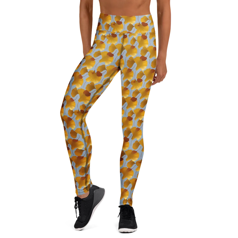 Golden Fan on Yoga Leggings — Front