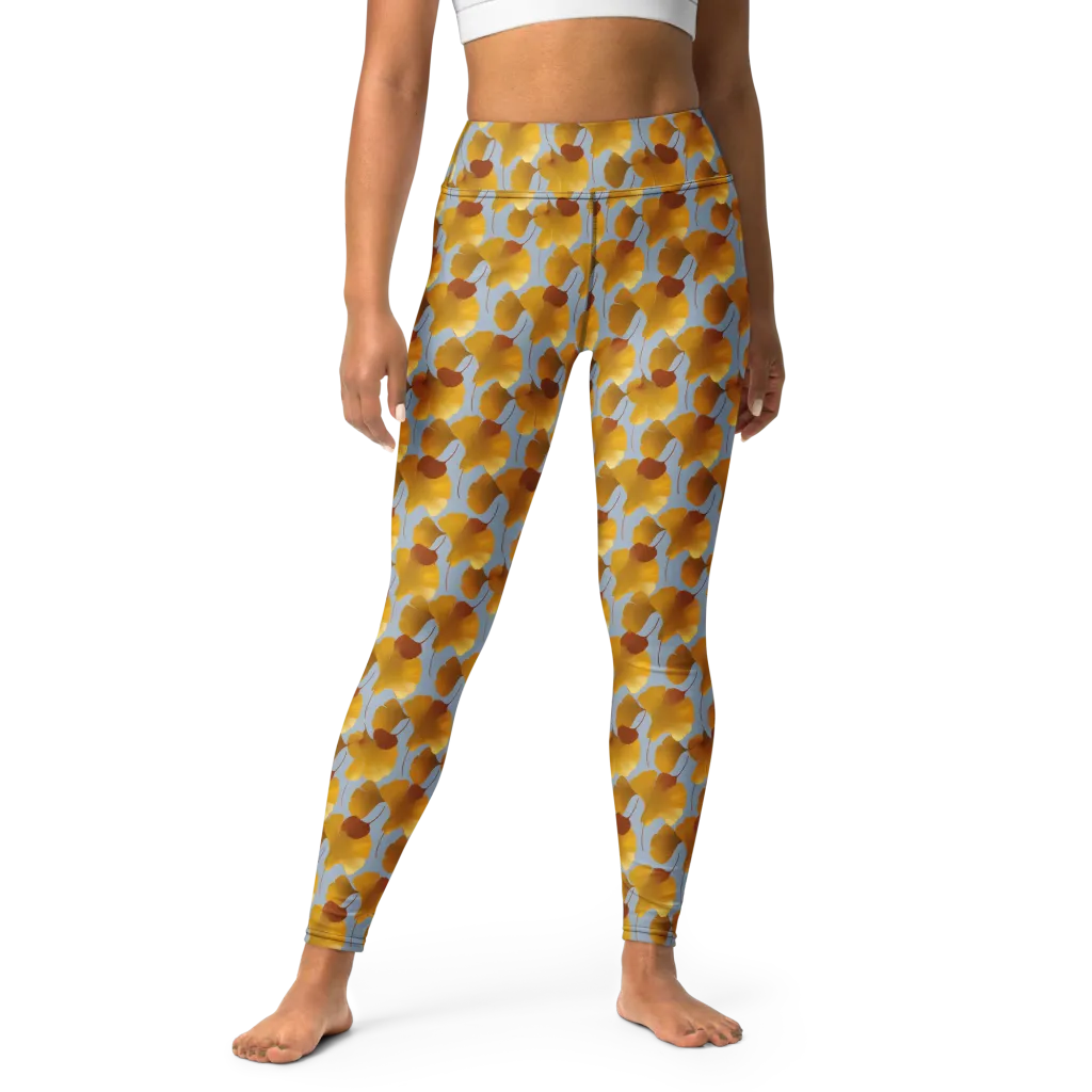 Golden Fan on Yoga Leggings — Front