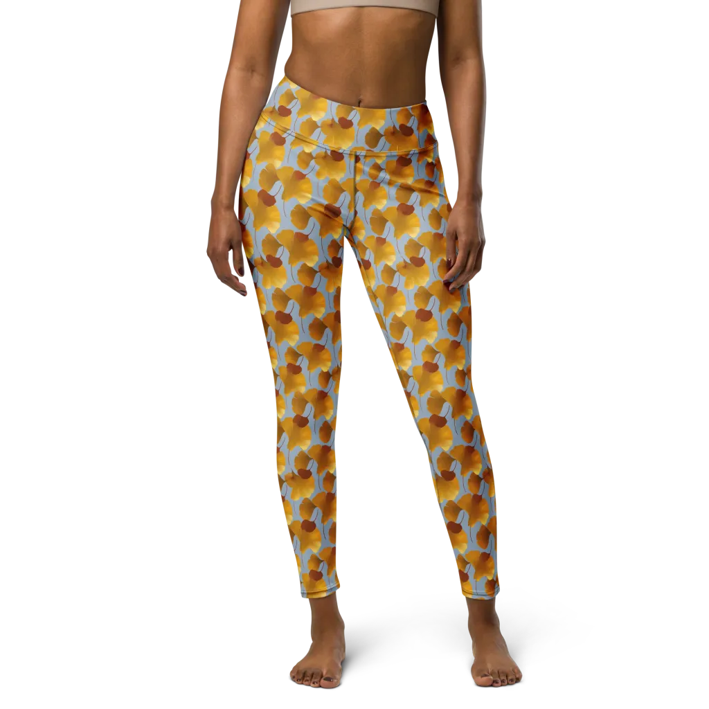 Golden Fan on Yoga Leggings — Front