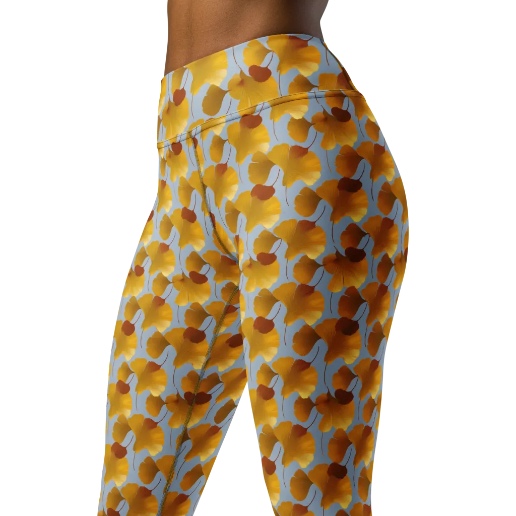 Golden Fan on Yoga Leggings — Left Front