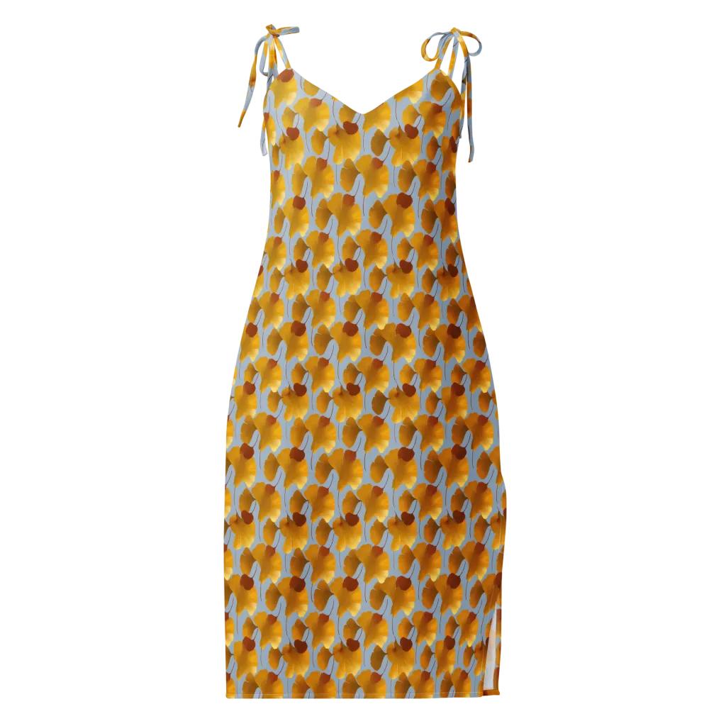 Golden Fan on Slip Dress — Front