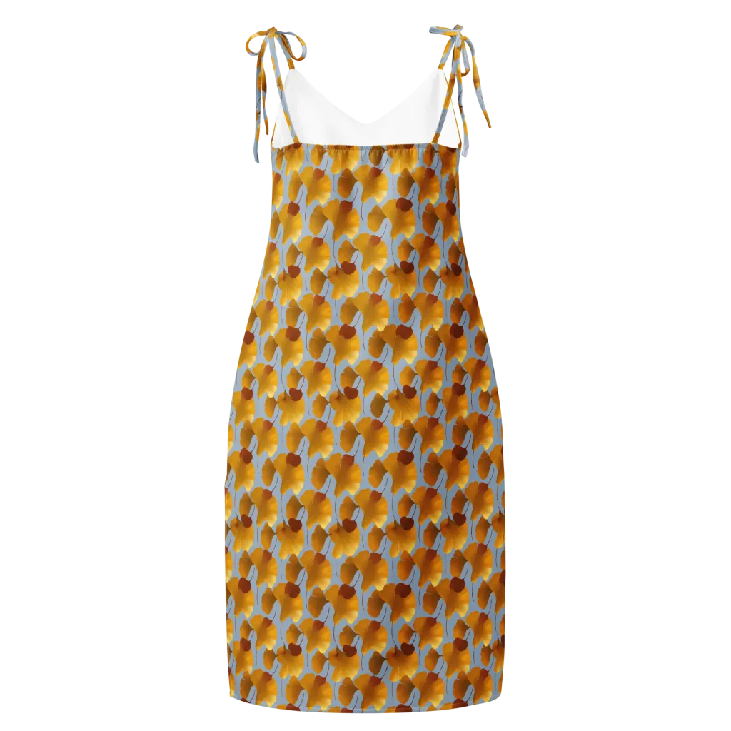 Golden Fan on Slip Dress — Back