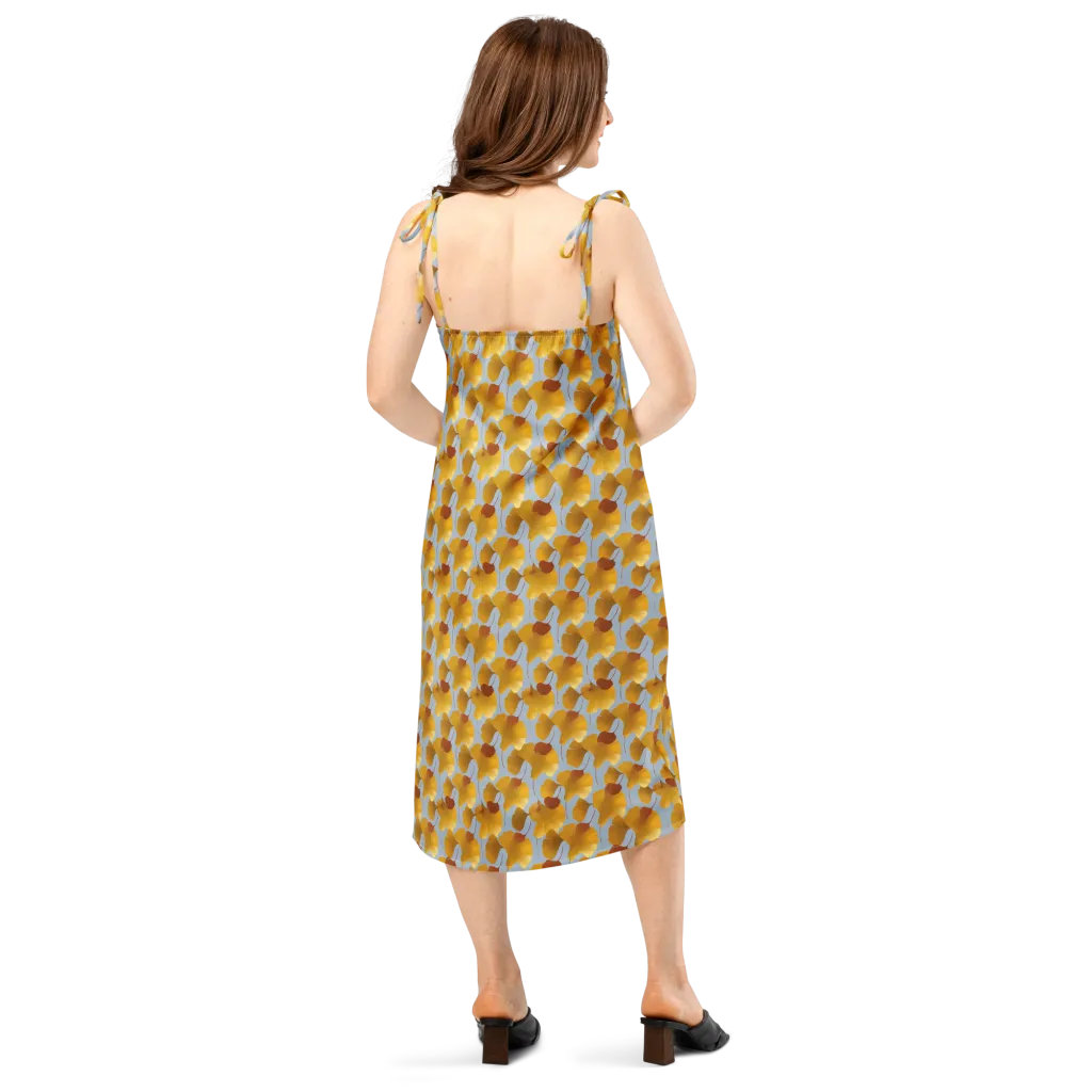 Golden Fan on Slip Dress — Back