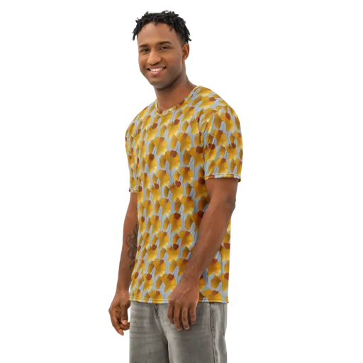 Golden Fan on a Men's Cotton Crew Neck T-Shirt