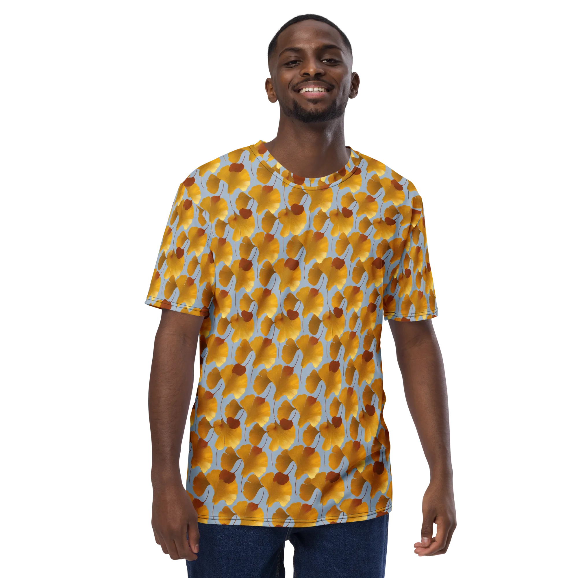 Golden Fan on Men's Crew Neck T-Shirt — Front