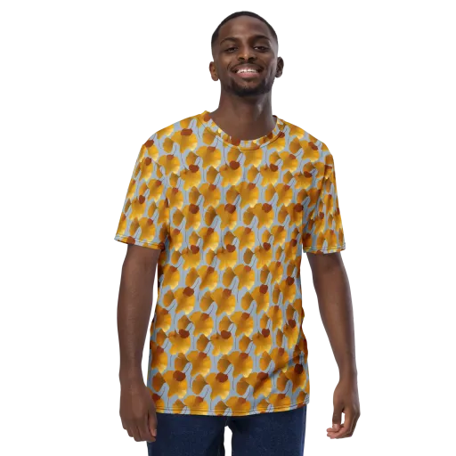 Golden Fan on a Men's Crew Neck T-Shirt