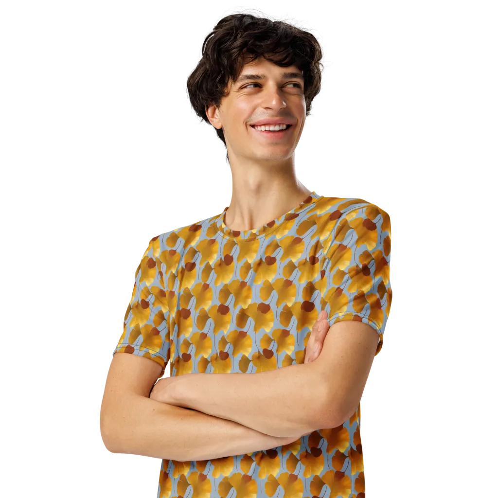 Golden Fan on Men's Crew Neck T-Shirt — Left Front