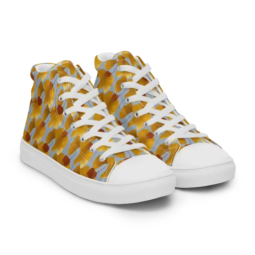 Golden Fan on a Men's High Top Canvas Shoes