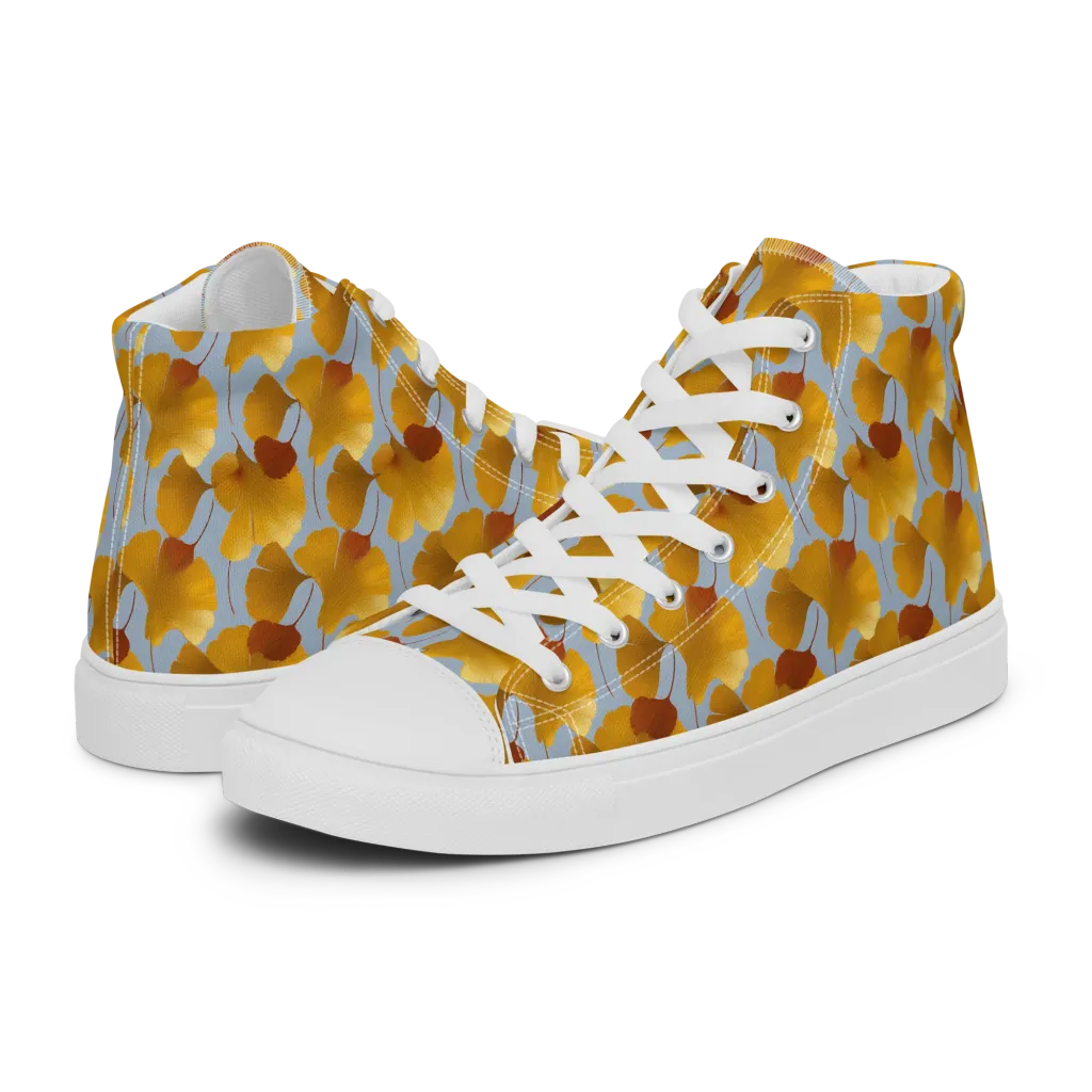 Golden Fan on Men's High Top Canvas Shoes — Left