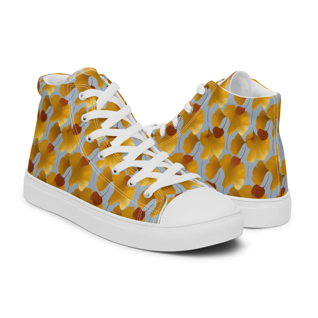 Golden Fan on Men's High Top Canvas Shoes — Right