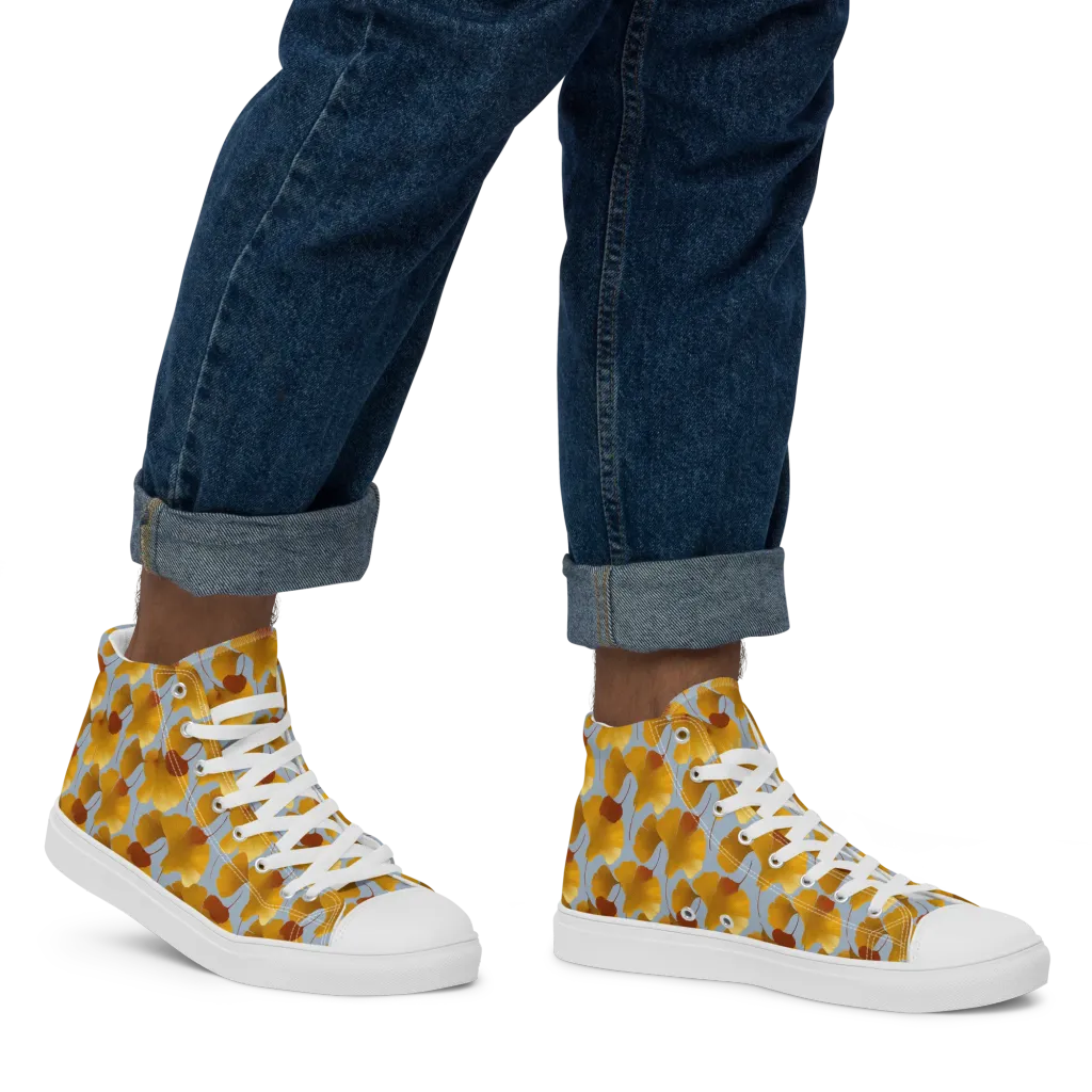 Golden Fan on Men's High Top Canvas Shoes — Right