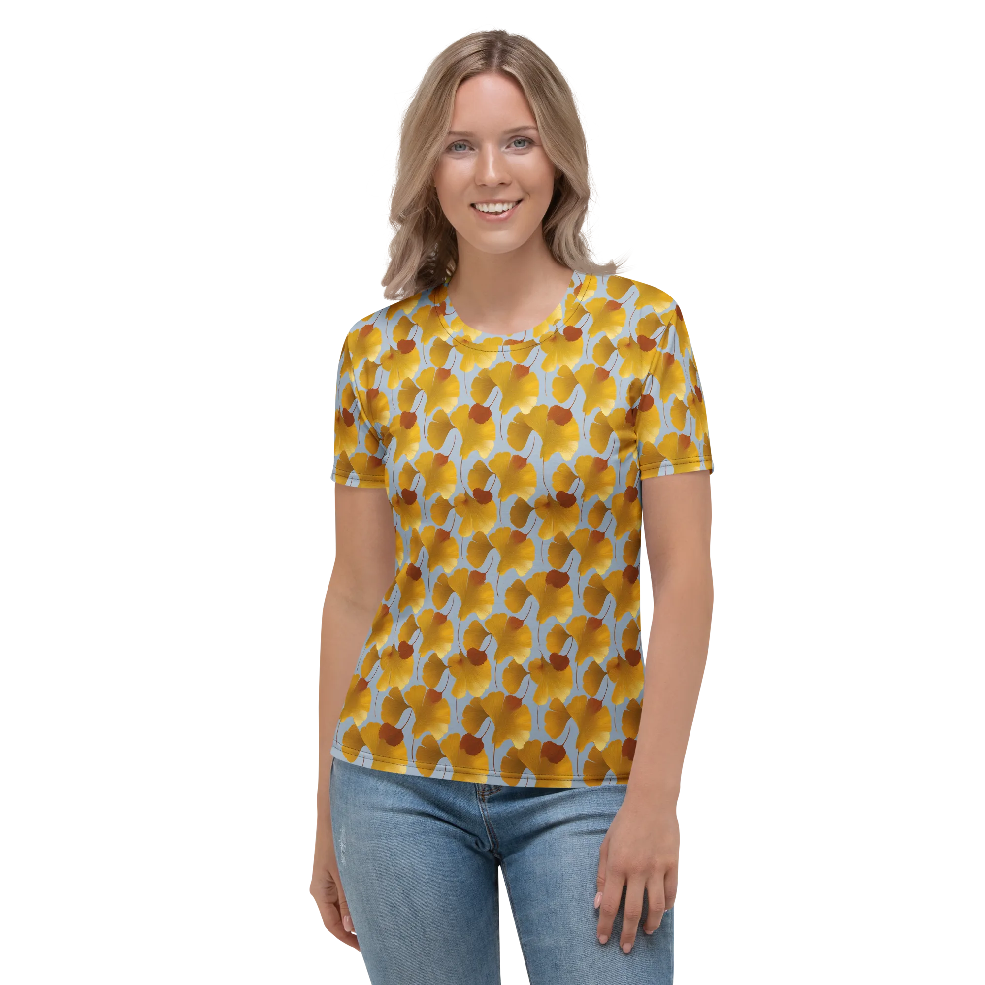 Golden Fan on Women's Crew Neck T-Shirt — Front