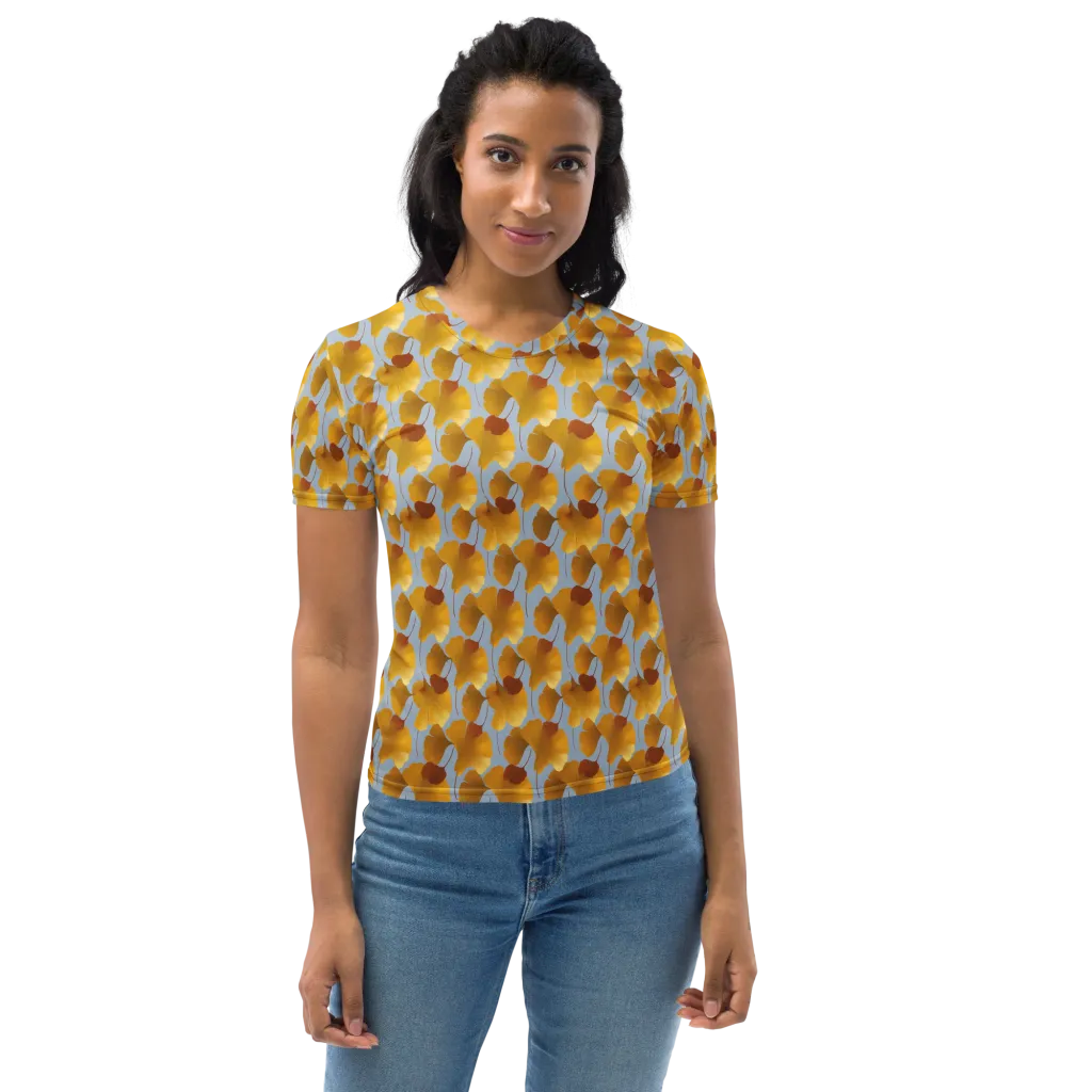 Golden Fan on Women's Crew Neck T-Shirt — Front
