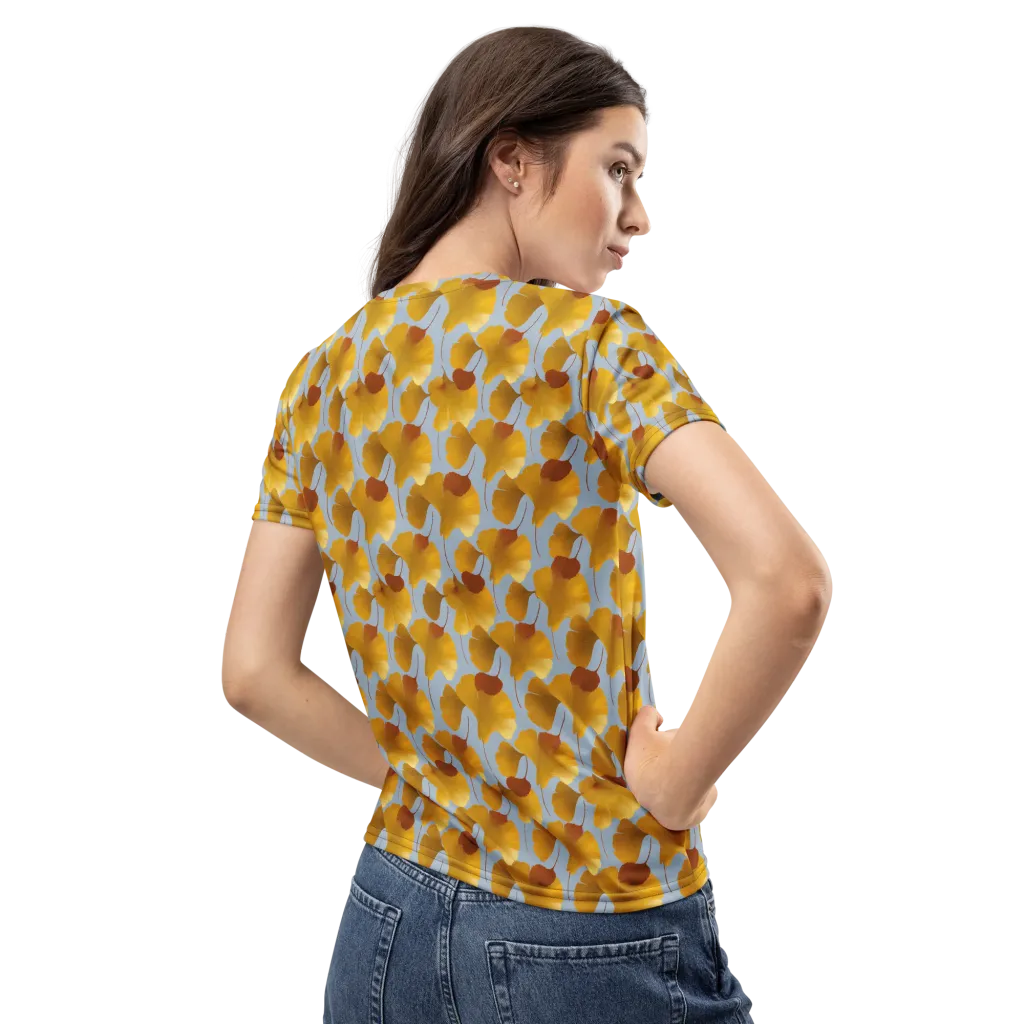 Golden Fan on Women's Crew Neck T-Shirt — Back