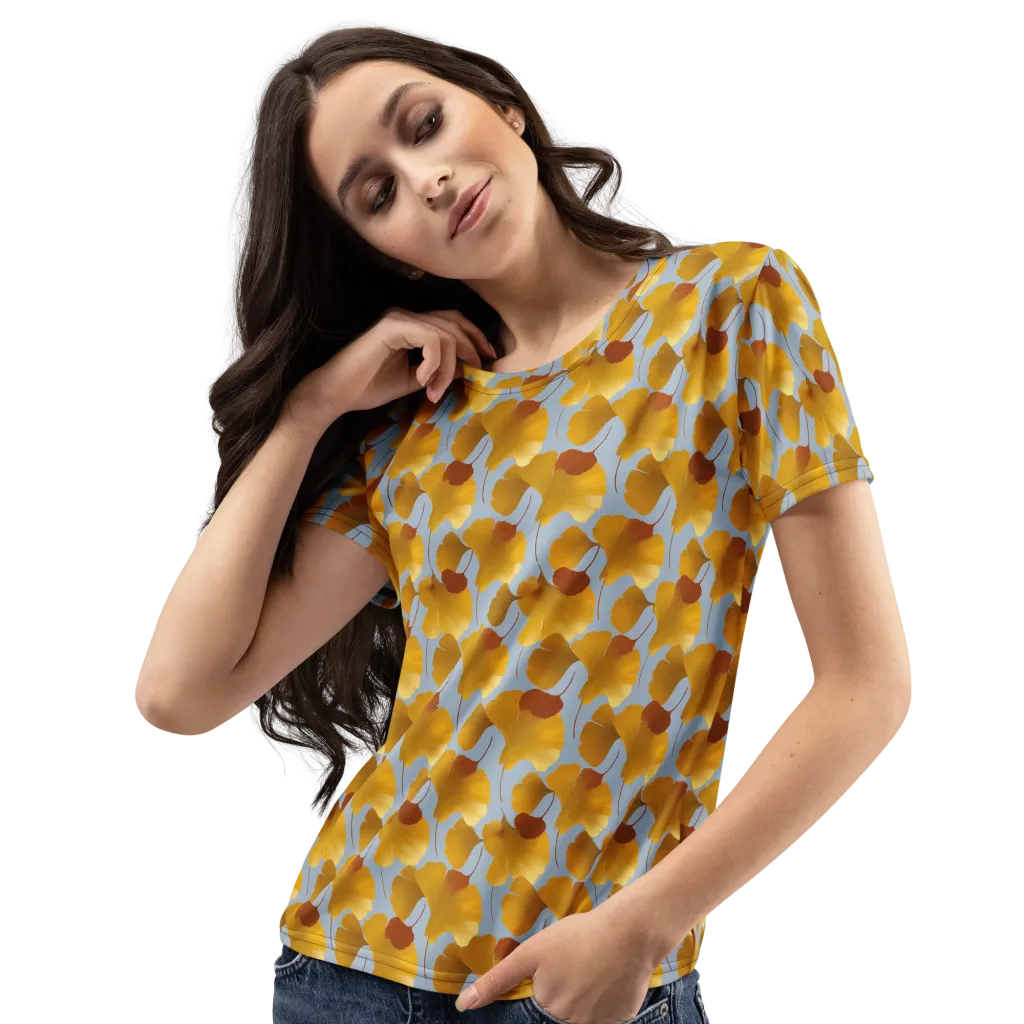 Golden Fan on Women's Crew Neck T-Shirt — Left Front