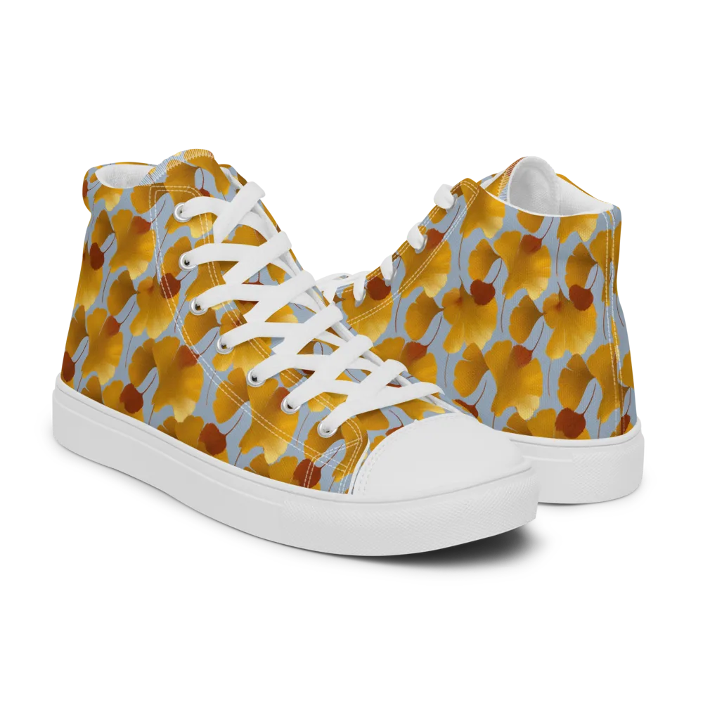 Golden Fan on Women's High Top Canvas Shoes — Right