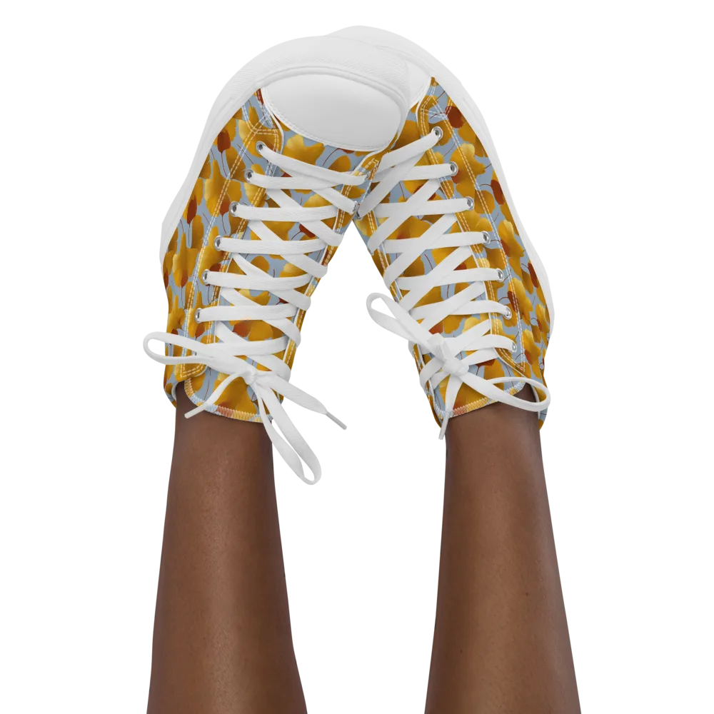 Golden Fan on Women's High Top Canvas Shoes — Front