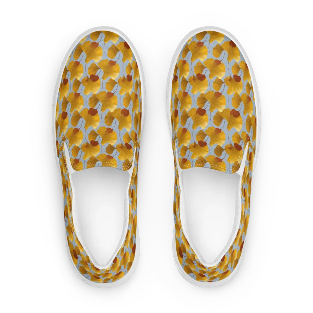 Golden Fan on Men's Slip-On Canvas Shoes — Front
