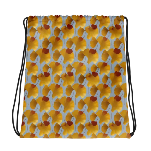 Golden Fan on a Drawstring Bag