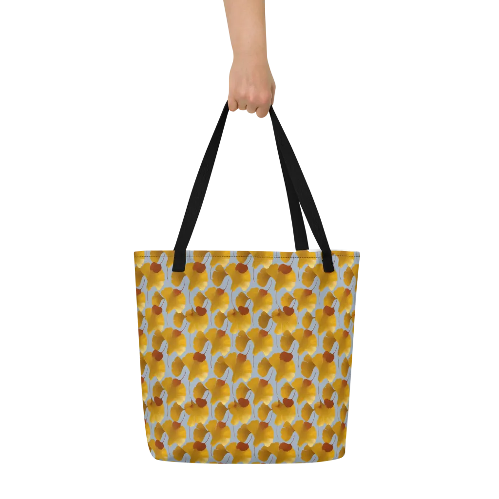 Golden Fan on Large Tote Bag W/ Pocket — Front