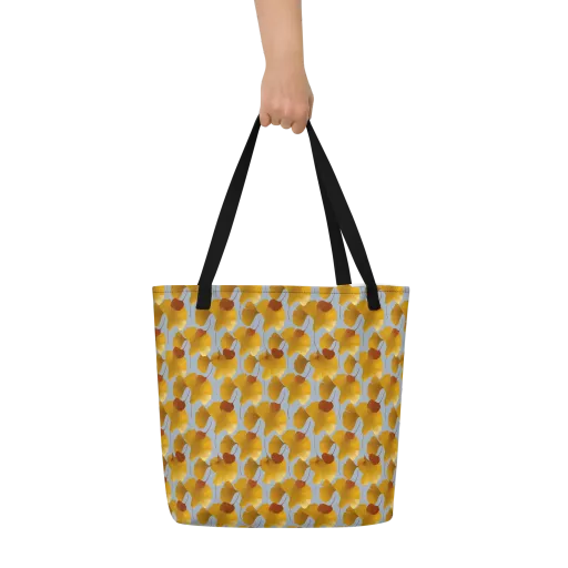 Golden Fan on a Large Tote Bag W/ Pocket