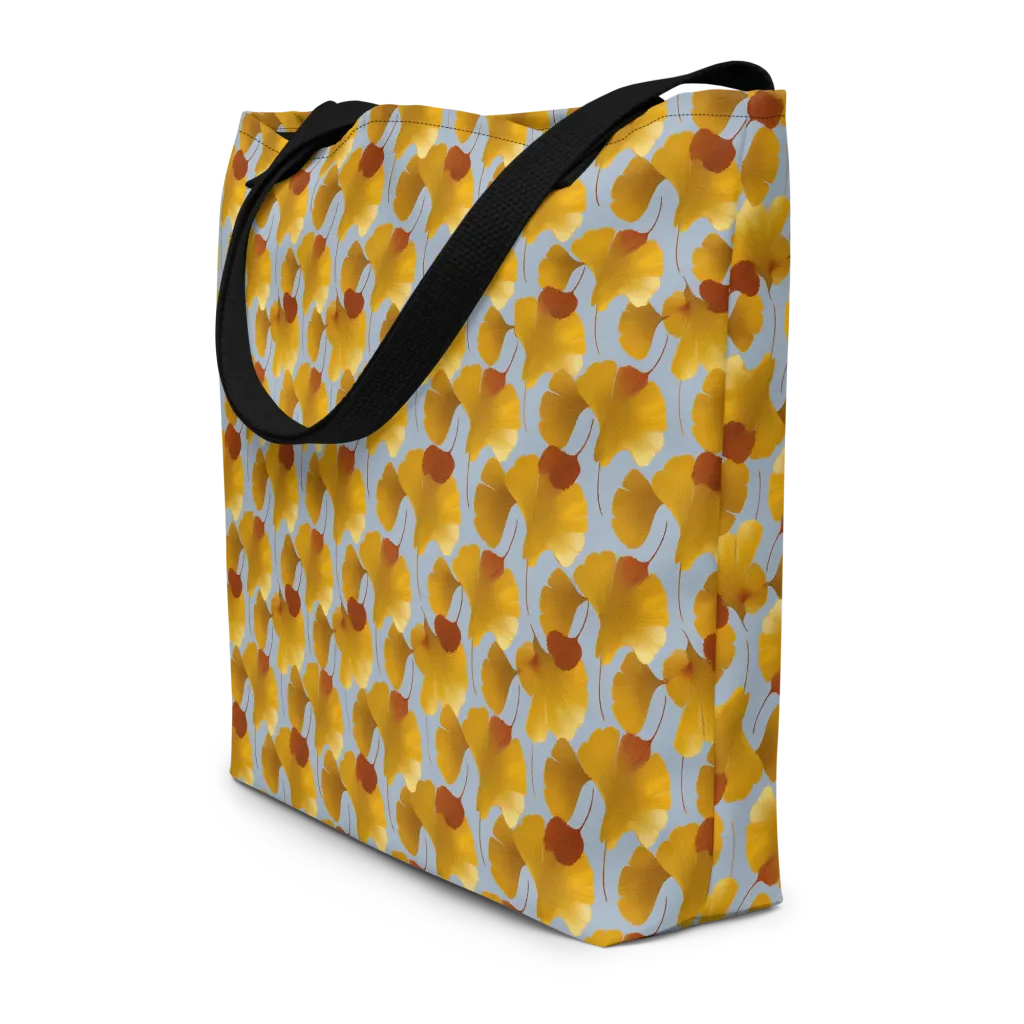 Golden Fan on Large Tote Bag W/ Pocket — Front